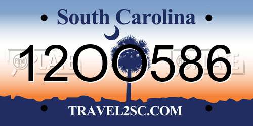 12OO586 South Carolina License Plate