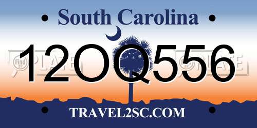 12OQ556 South Carolina License Plate