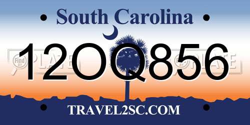 12OQ856 South Carolina License Plate