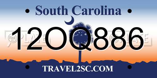 12OQ886 South Carolina License Plate