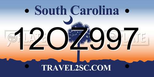 12OZ997 South Carolina License Plate