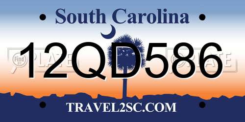 12QD586 South Carolina License Plate
