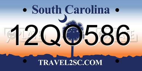 12QO586 South Carolina License Plate