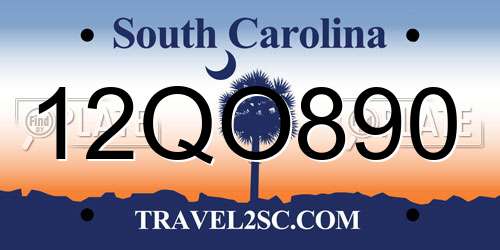 12QO890 South Carolina License Plate