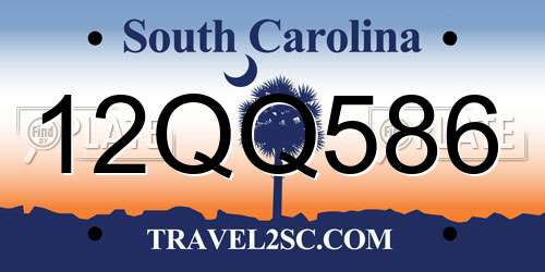 12QQ586 South Carolina License Plate