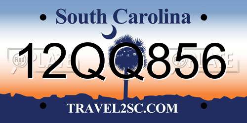 12QQ856 South Carolina License Plate