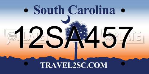 12SA457 South Carolina License Plate