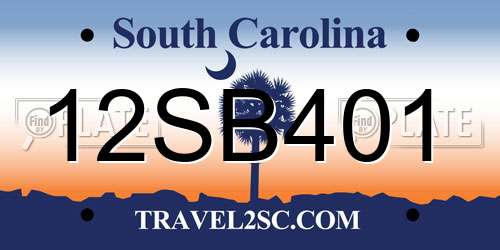 12SB401 South Carolina License Plate