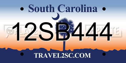 12SB444 South Carolina License Plate