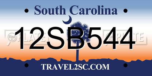 12SB544 South Carolina License Plate
