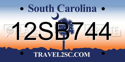 12SB744 South Carolina License Plate