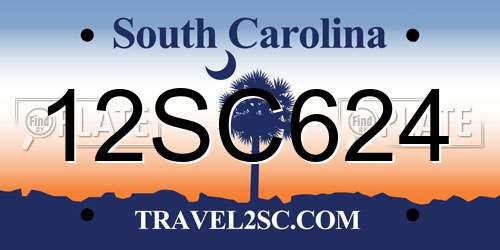 12SC624 South Carolina License Plate