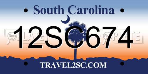 12SC674 South Carolina License Plate