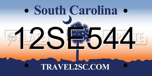 12SE544 South Carolina License Plate