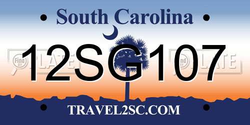 12SG107 South Carolina License Plate