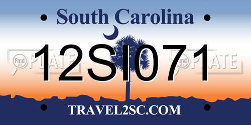 12SI071 South Carolina License Plate