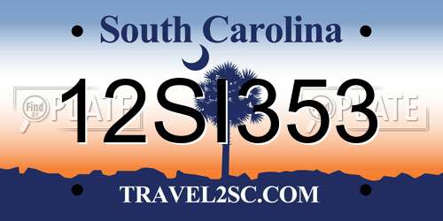 12SI353 South Carolina License Plate