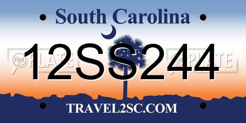 12SS244 South Carolina License Plate