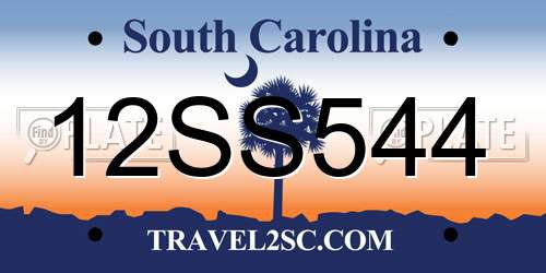 12SS544 South Carolina License Plate