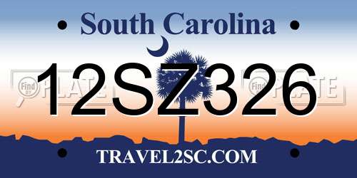 12SZ326 South Carolina License Plate