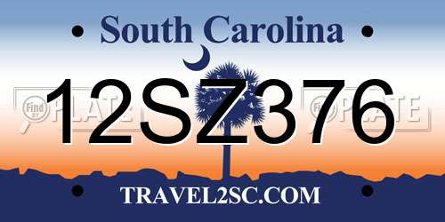 12SZ376 South Carolina License Plate