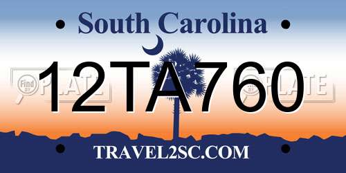 12TA760 South Carolina License Plate