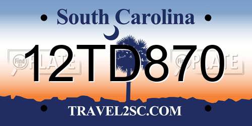 12TD870 South Carolina License Plate