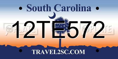 12TE572 South Carolina License Plate