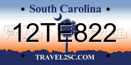 12TE822 South Carolina License Plate
