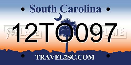 12TO097 South Carolina License Plate