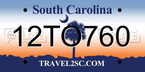 12TO760 South Carolina License Plate
