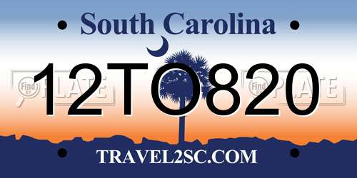12TO820 South Carolina License Plate