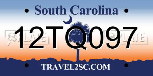 12TQ097 South Carolina License Plate
