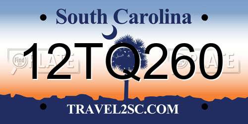 12TQ260 South Carolina License Plate
