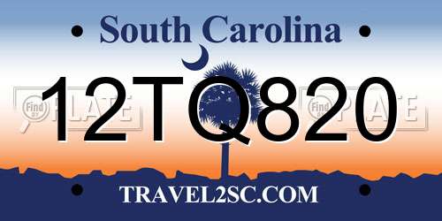 12TQ820 South Carolina License Plate