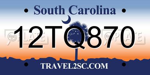 12TQ870 South Carolina License Plate