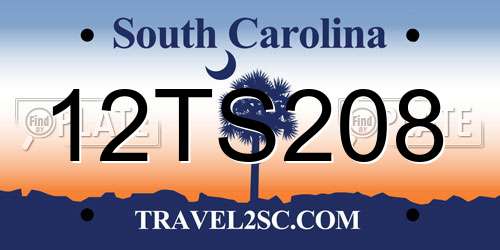 12TS208 South Carolina License Plate