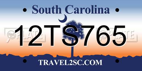 12TS765 South Carolina License Plate