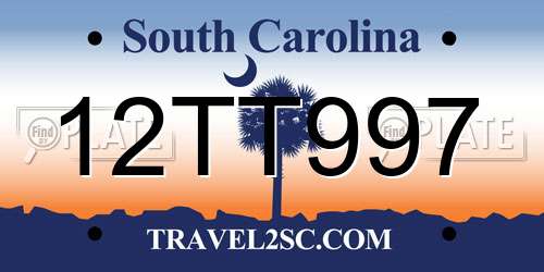 12TT997 South Carolina License Plate