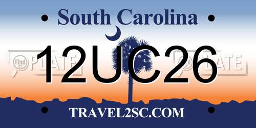 12UC26 South Carolina License Plate