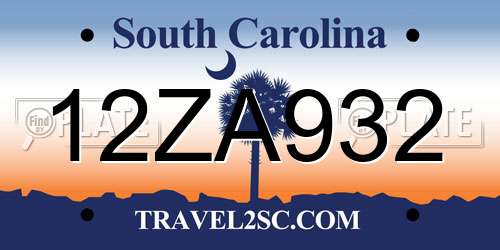 12ZA932 South Carolina License Plate