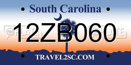 12ZB060 South Carolina License Plate