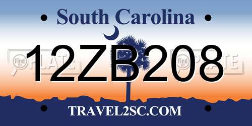 12ZB208 South Carolina License Plate