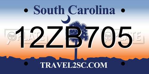 12ZB705 South Carolina License Plate