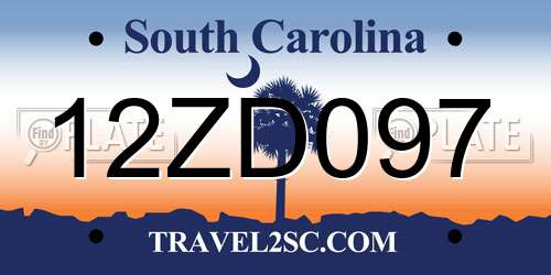 12ZD097 South Carolina License Plate