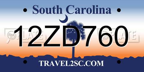 12ZD760 South Carolina License Plate