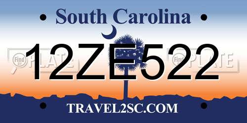 12ZE522 South Carolina License Plate