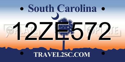12ZE572 South Carolina License Plate