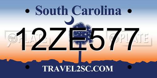 12ZE577 South Carolina License Plate