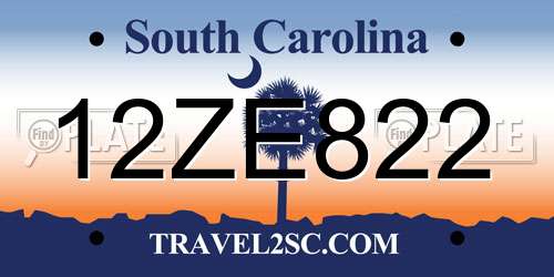 12ZE822 South Carolina License Plate